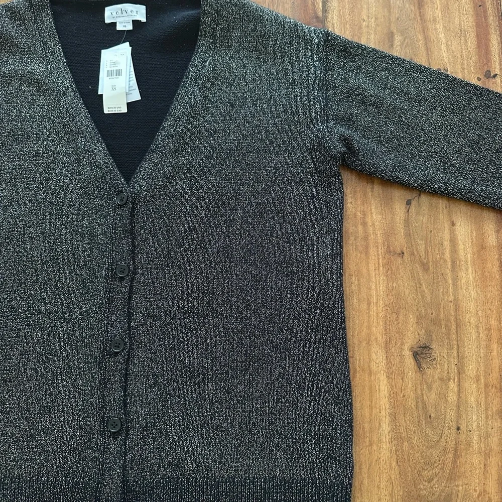 ☀️ New! ANTHRO Velvet By Graham & Spencer Shimmer Oversized Cardigan - Picture 6 of 16